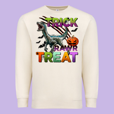 Trick Rawr Treat Premium Sweatshirt Designed By Bundleandbundleshop