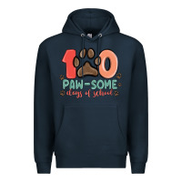 Navy 100 pawsome days of school Premium Hoodie - MaliasSmallBusiness