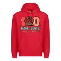 Red 100 pawsome days of school Premium Hoodie - MaliasSmallBusiness