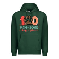 Sports Green 100 pawsome days of school Premium Hoodie - MaliasSmallBusiness