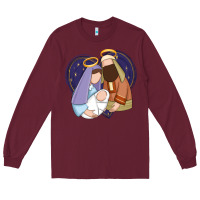 Burgundy holy night jesus birth Long Sleeve Tee - Zillion Design Studio