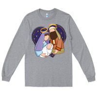 Heather Grey holy night jesus birth Long Sleeve Tee - Zillion Design Studio