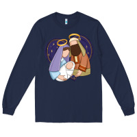 Navy holy night jesus birth Long Sleeve Tee - Zillion Design Studio