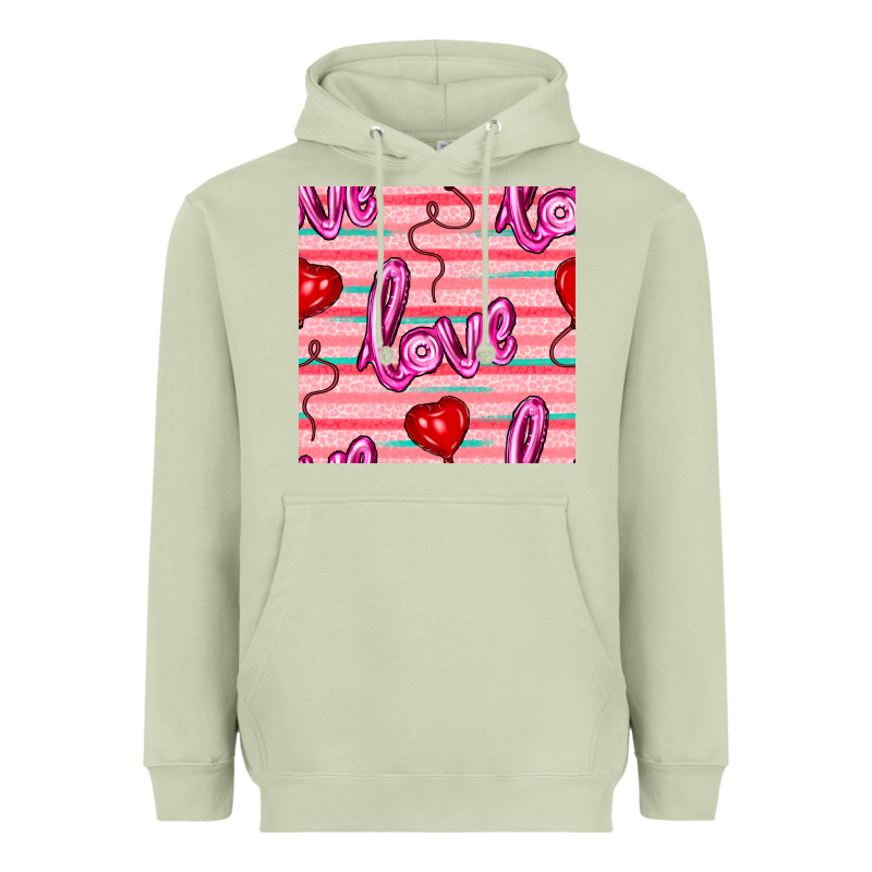 Valentines Day Heart And Love Balloons Seamless Pattern Heavyweight Hoodie by BundleAndBundleShop | Teevron
