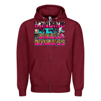 Burgundy minding my own small business Zipper Hoodie - Zillion Design Studio