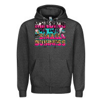 Charcoal Heather minding my own small business Zipper Hoodie - Zillion Design Studio