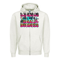 Oatmeal Heather minding my own small business Zipper Hoodie - Zillion Design Studio