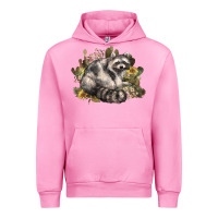 Fuchsia Pink floral racoon western Urban Hoodie - NancyCooperArtShop