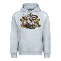 Heather Grey floral racoon western Urban Hoodie - NancyCooperArtShop