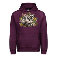 Mauve Wine floral racoon western Urban Hoodie - NancyCooperArtShop