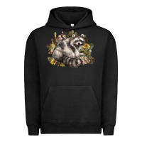 Pigment Black floral racoon western Urban Hoodie - NancyCooperArtShop