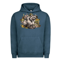 Pigment Midnight Navy floral racoon western Urban Hoodie - NancyCooperArtShop