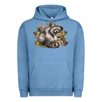 Pigment Pebble Blue floral racoon western Urban Hoodie - NancyCooperArtShop