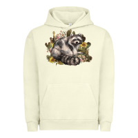 Pigment Pistachio floral racoon western Urban Hoodie - NancyCooperArtShop