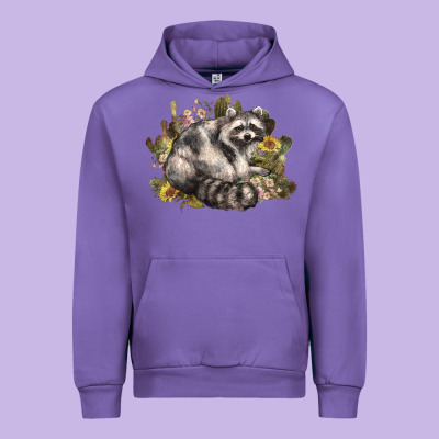 Floral Racoon Western Urban Hoodie Designed By Nancycooperartshop