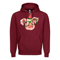 Burgundy pig christmas Zipper Hoodie - RanaPortraitStore
