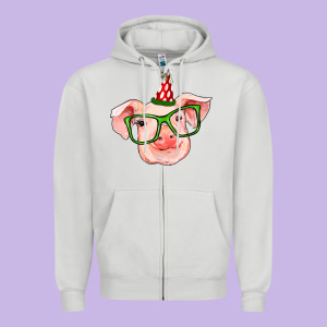Pig Christmas Zipper Hoodie Designed By Ranaportraitstore
