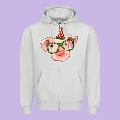 Pig Christmas Zipper Hoodie Designed By Ranaportraitstore