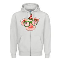 Dove Grey pig christmas Zipper Hoodie - RanaPortraitStore