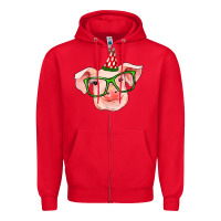 Red pig christmas Zipper Hoodie - RanaPortraitStore