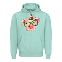 Seafoam pig christmas Zipper Hoodie - RanaPortraitStore