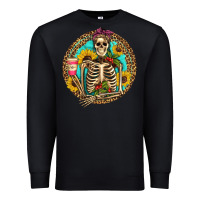 Black western skeleton coffee sunflowers Premium Sweatshirt - Artiststas
