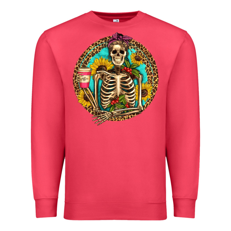 Western Skeleton Coffee Sunflowers Premium Sweatshirt by Artiststas | Teevron