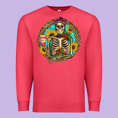 Western Skeleton Coffee Sunflowers Premium Sweatshirt Designed By Artiststas