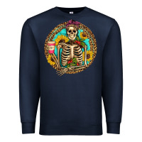 Navy western skeleton coffee sunflowers Premium Sweatshirt - Artiststas