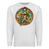 Oatmeal Heather western skeleton coffee sunflowers Premium Sweatshirt - Artiststas