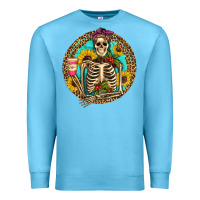 Ocean Blue western skeleton coffee sunflowers Premium Sweatshirt - Artiststas