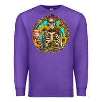 Purple western skeleton coffee sunflowers Premium Sweatshirt - Artiststas