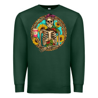 Sports Green western skeleton coffee sunflowers Premium Sweatshirt - Artiststas