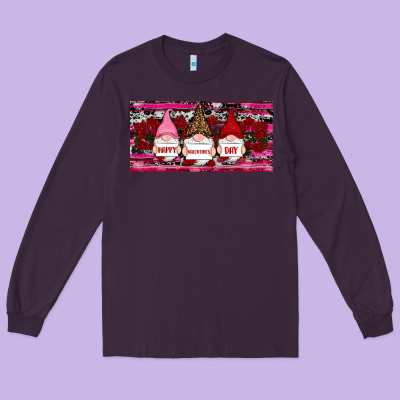 Long Sleeve Tee Happy valentines day gnomes rose