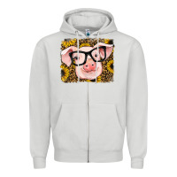 Dove Grey sunflowers pig Zipper Hoodie - RanaPortraitStore