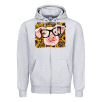 Heather Grey sunflowers pig Zipper Hoodie - RanaPortraitStore