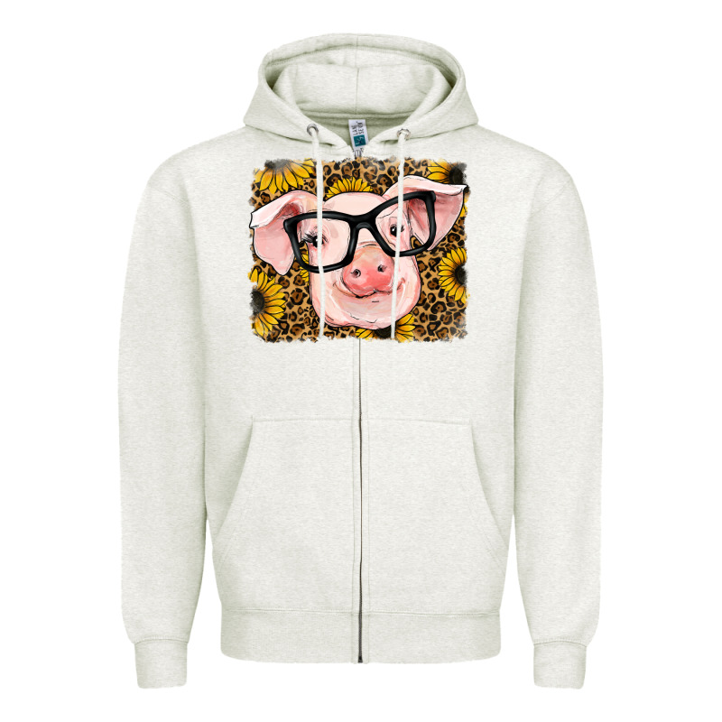 Sunflowers Pig Zipper Hoodie by RanaPortraitStore | Teevron