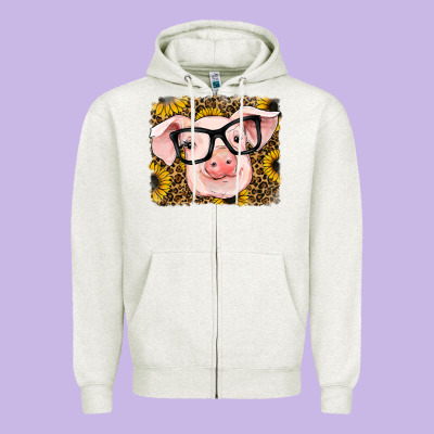 Sunflowers Pig Zipper Hoodie Designed By Ranaportraitstore