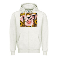 Oatmeal Heather sunflowers pig Zipper Hoodie - RanaPortraitStore