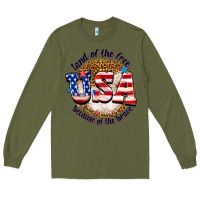 Army Green land of the free usa because of the brave billie w Long Sleeve Tee - texasbilliewilder