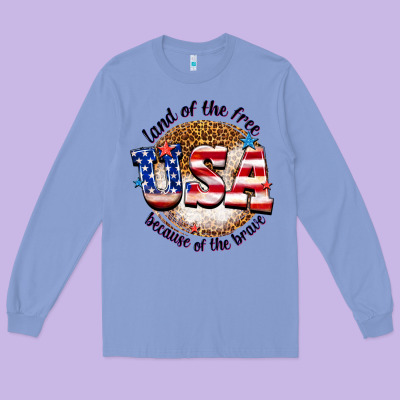 Long Sleeve Tee land of the free usa because of the brave billie w