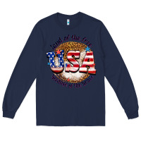 Navy land of the free usa because of the brave billie w Long Sleeve Tee - texasbilliewilder