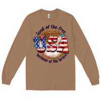 Toasted Coconut land of the free usa because of the brave billie w Long Sleeve Tee - texasbilliewilder