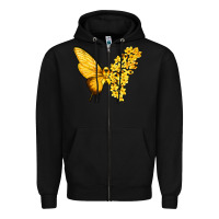 Black flowers and childhood cancer ribbon butterfly Zipper Hoodie - texasbilliewilder