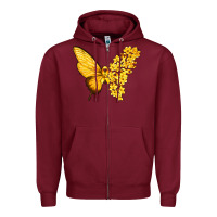 Burgundy flowers and childhood cancer ribbon butterfly Zipper Hoodie - texasbilliewilder