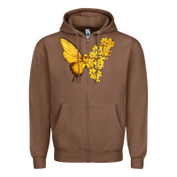Chestnut flowers and childhood cancer ribbon butterfly Zipper Hoodie - texasbilliewilder
