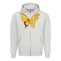 Flowers And Childhood Cancer Ribbon Butterfly Zipper Hoodie | Teevron