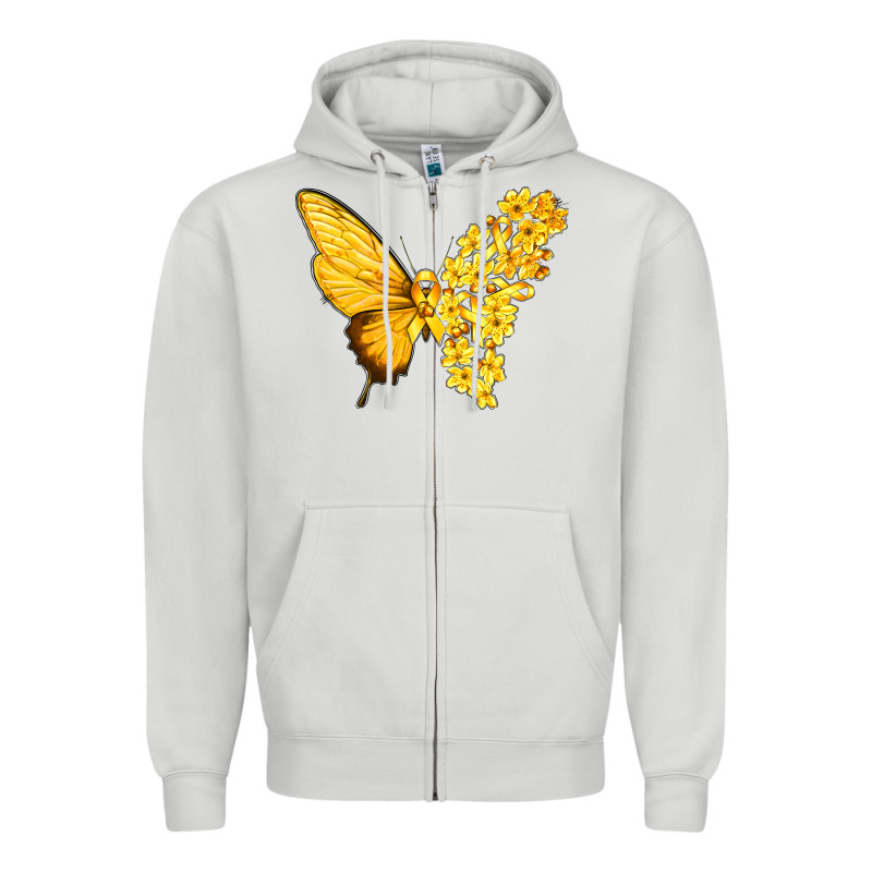 Flowers And Childhood Cancer Ribbon Butterfly Zipper Hoodie by texasbilliewilder | Teevron