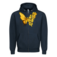 Navy flowers and childhood cancer ribbon butterfly Zipper Hoodie - texasbilliewilder