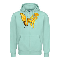 Seafoam flowers and childhood cancer ribbon butterfly Zipper Hoodie - texasbilliewilder
